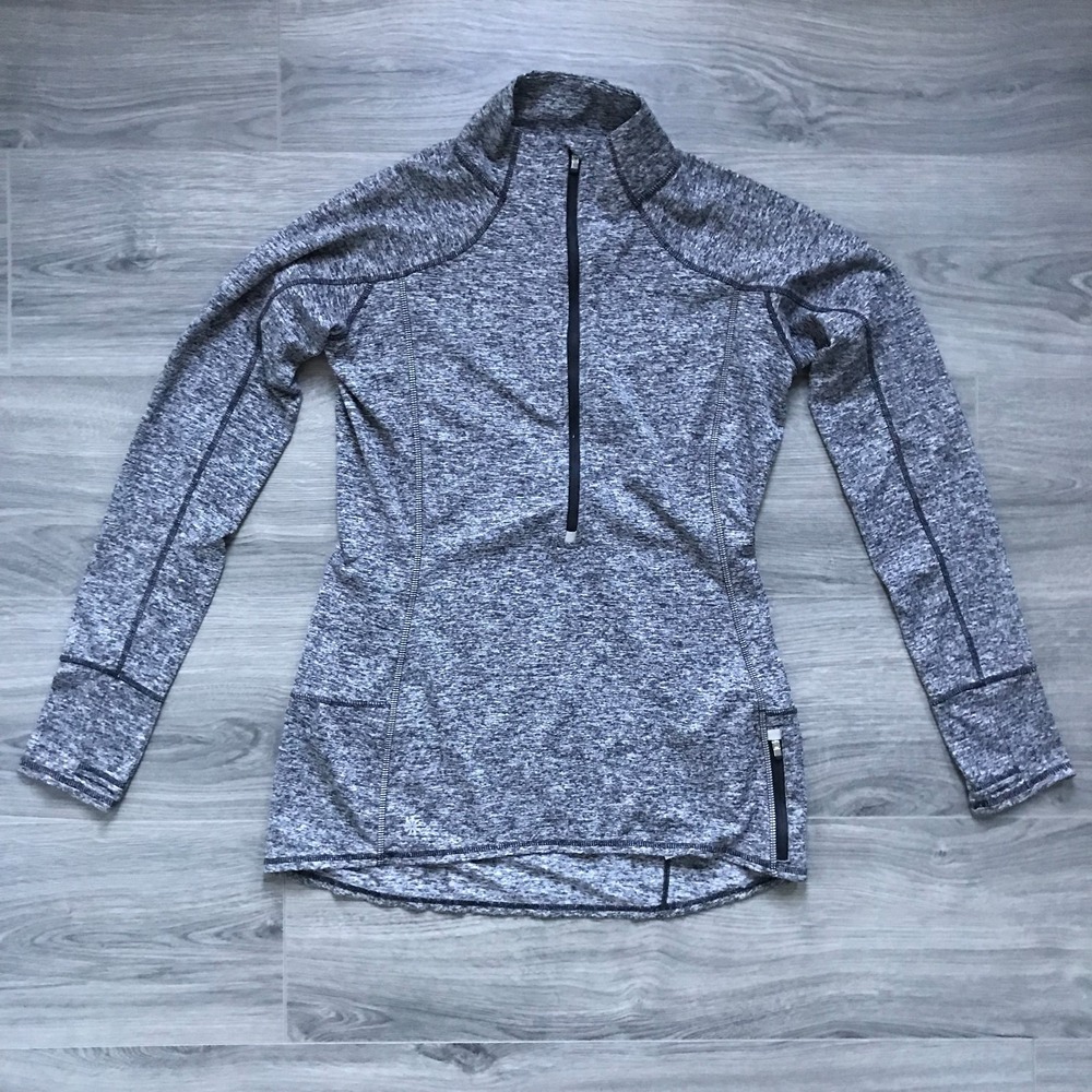 Athleta 1/2 zip Jacket Womens Small Gray Performance Heather Long Sleeve Size M